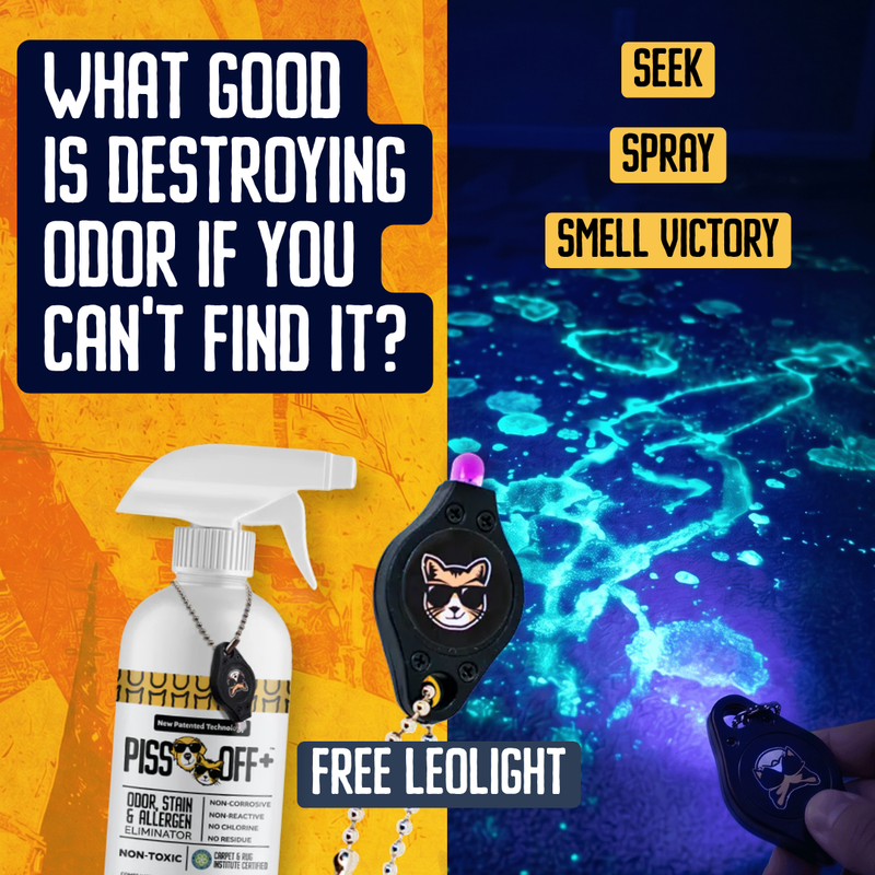 32 Oz. Spray Bottle PISS OFF+ All-Purpose Odor, Stain & Allergen Eliminator with LEO Light